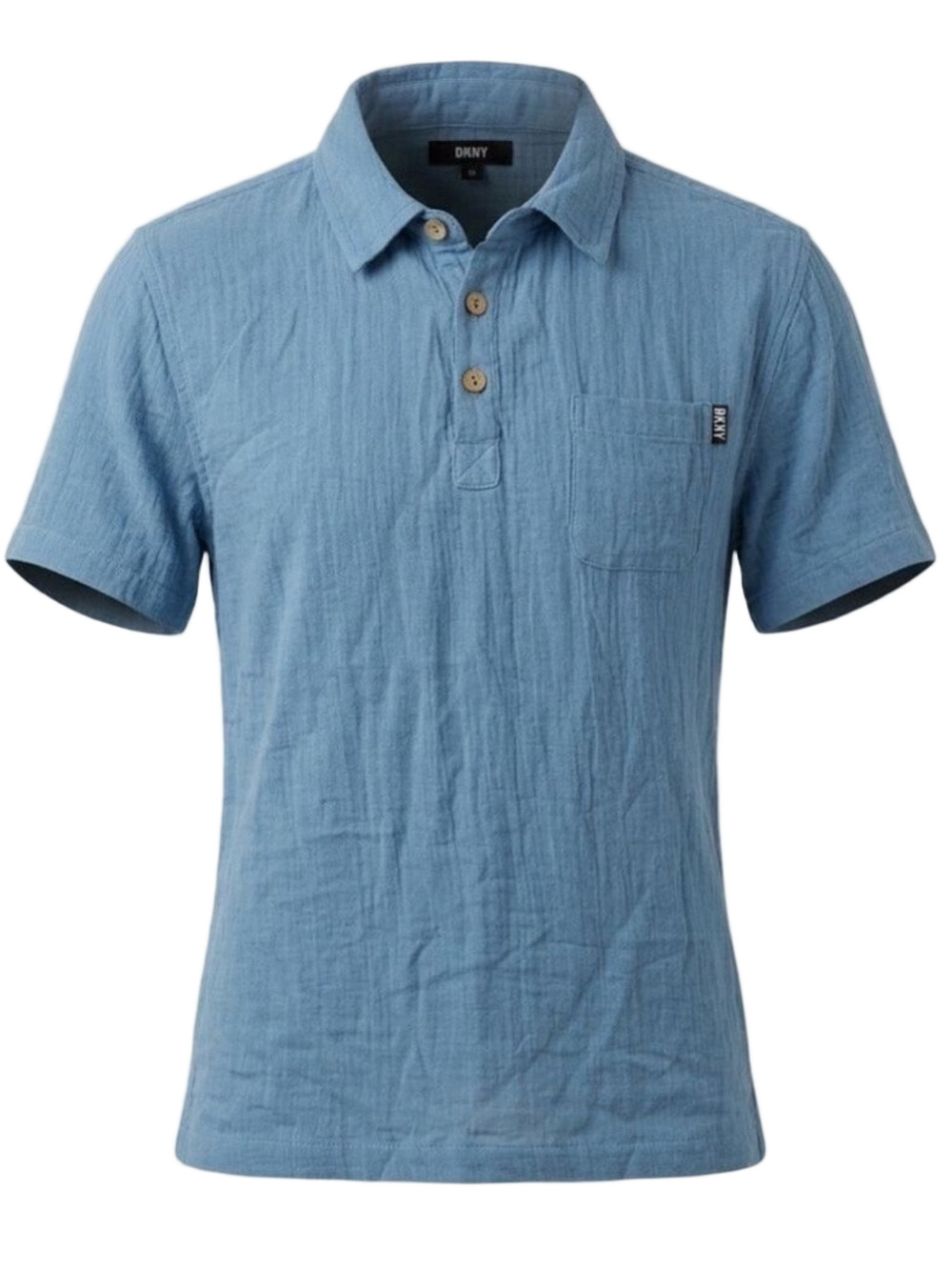 DKNY Boys Gauze Cotton Polo Shirt Niagara Blue Youth 10